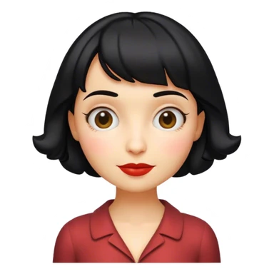 Cinematic Realistic Am√©lie Pop Culture Emoji, featuring a whimsical, charming portrayal inspired by the iconic French film rendered with delicate textures and nostalgic, soft lighting. sticker