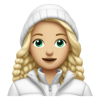 A blonde girl in winter wearing all white  sticker