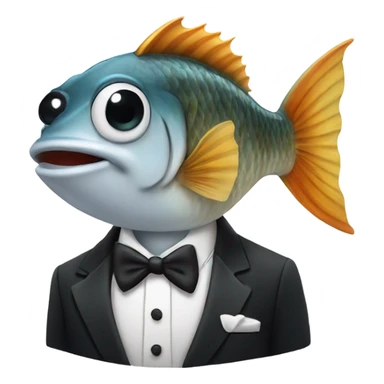 Fish wearing a tuxedo sticker