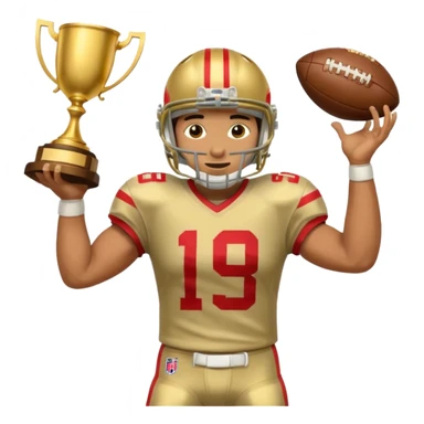 football player trophy gold old helmet player giving stiff arm knee up sticker