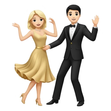 couple dancing full body man black hair woman blonde sticker