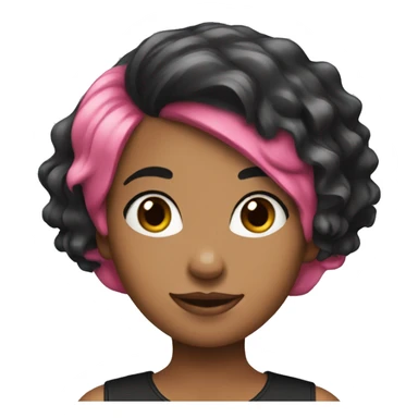 A girl with a black and dark pink skunk haircut sticker