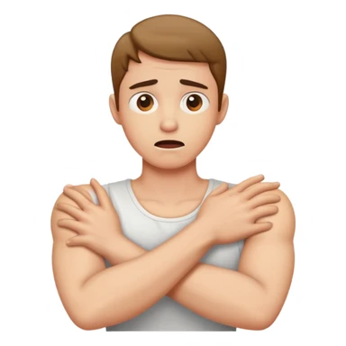 arms crossed holding neck terrified sticker