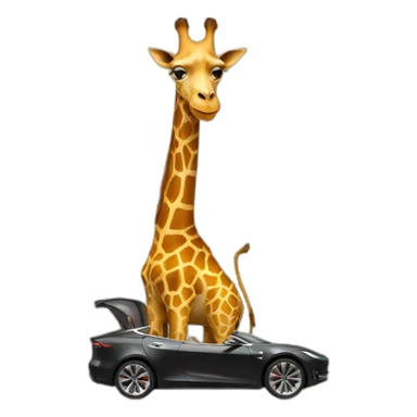 giraffe riding tesla sticker