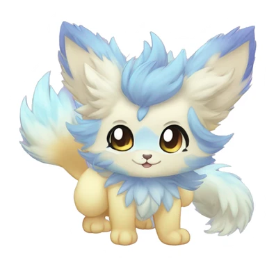 Anthro Scalie Fluffy Cool Cute Magical Shiny Colorful Pastel Sparkle Kemono-style Chibi Fantasy-Animal-Fakémon-Pokémon-Hybrid Fur Sona Aesthetic Full Body sticker