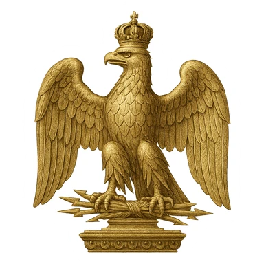 Napoleon symbol of France, iconic imperial eagle, gold, regal, detailed, on a neutral background sticker