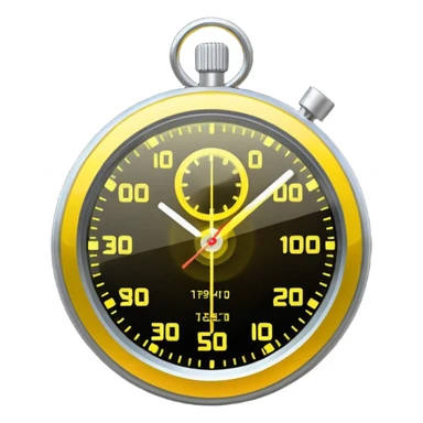 A futuristic holographic stopwatch glowing yellow sticker