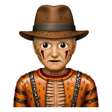 Freddy Krueger with tan burned skin, sequin outfit sticker