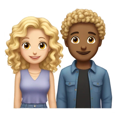 loving couple curly guy and blonde girl sticker