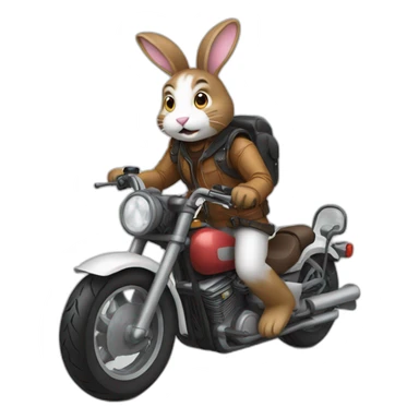 bunny riding motorcycle sticker