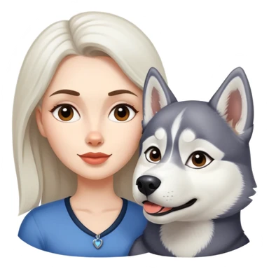 Un perro husky con una humana blanca  sticker