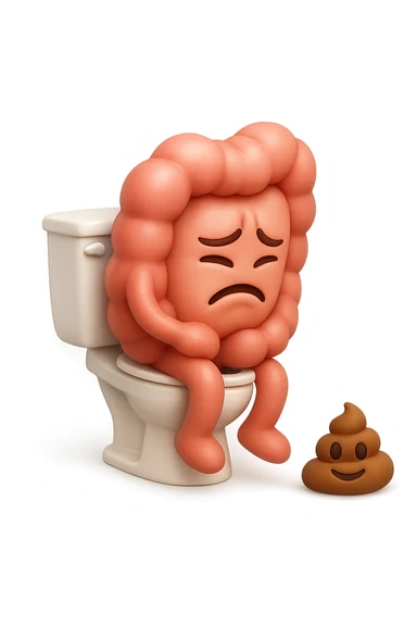 EMOJI STILE IPHONE 3D DI UN INTESTINO CHE sta seduto sul wc e davanti ha una montagnetta di feci a palline stile emoji iphone, fallo senza naso e FAGLI UN ESPRESSIONE di dolore mentre si sforza E FALLO MOLTO REALISTICO IN 3D sticker