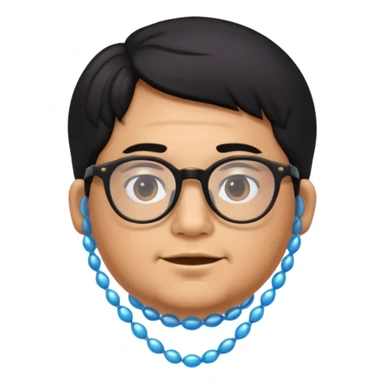 make a guy from portugal that has glasses and has a good jawline and a little cheeky cheeks and black hair that spreads like sauce and make him glossy and shiny sticker