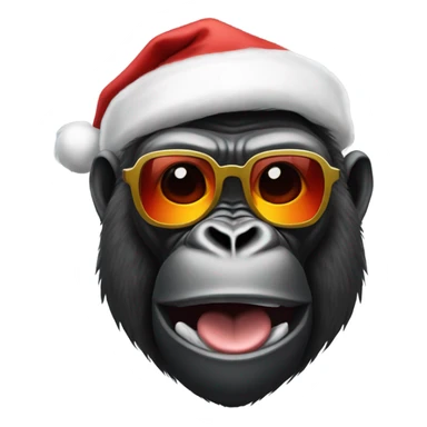 A gorilla Santa clause with sunglasses  sticker