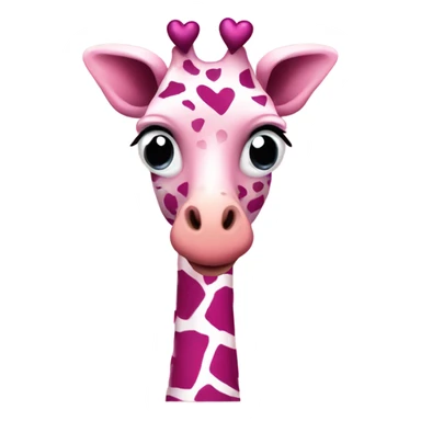 Emo Pink giraffe with hearts listing to music blowing kiss sticker
