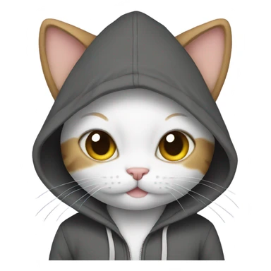 kitty wearing a hoodie sticker