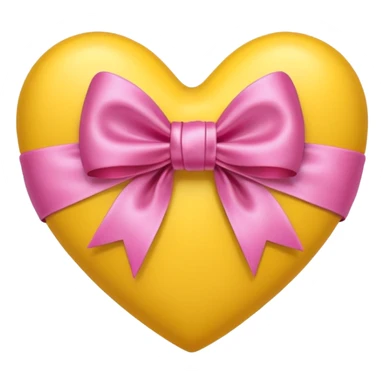 yellow heart with a pink bow  sticker