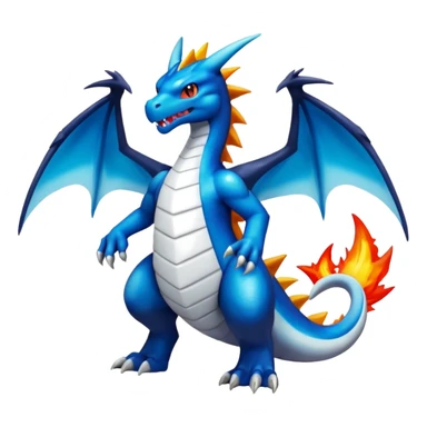 Black and white colorful gradient shiny glossy Fakémon-Digimon-Charizard-Croconaw-Reshiram-Zekrom-creature-hybrid (full body) sticker