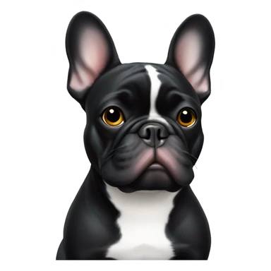 black french bulldog with white duck shaped spot sticker