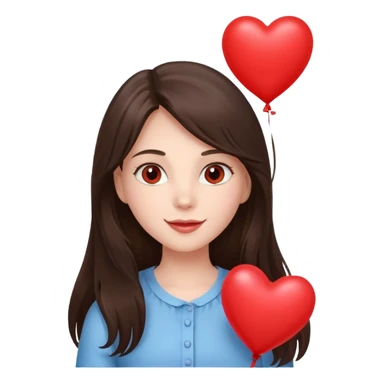 white happy long haired brunette girl hazel eyes valentines sticker