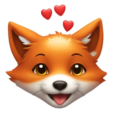 cute little fox with hearts over its head give kissess sticker