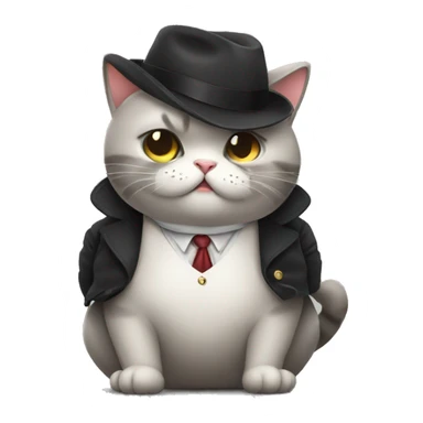Mafia cute and cool chubby cat sticker