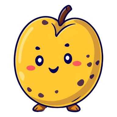 heart-shaped potato with golden skin and brown spots on white background. sticker