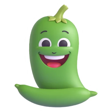 green bean with a big smile, cheerful expression sticker