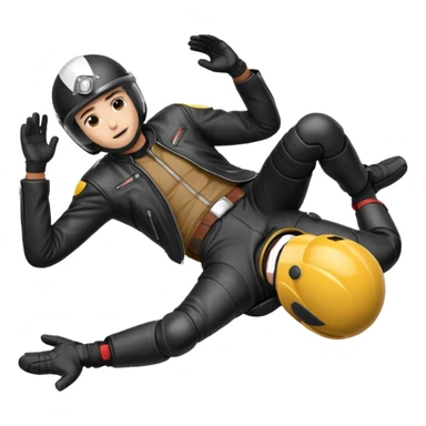 a motorcyclist lying on the ground who has just fallen sticker