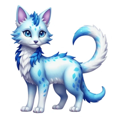 Pastel realistic divine glowing shiny glossy glittery holy cute elegant beautiful fantasy feline-vernid-sergal-fursona animal creature with a tufted tail full body with intricate markings  sticker