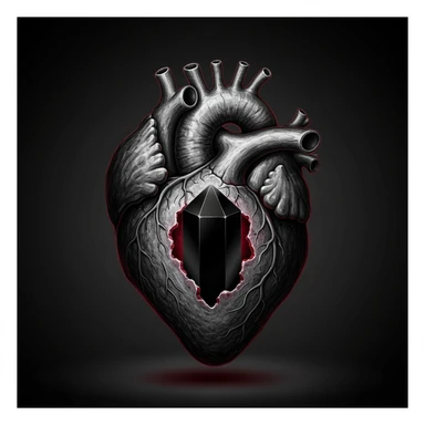 realistic gothic heart with a black crystal sticker