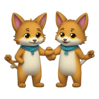 Two gay furries holding hands sticker