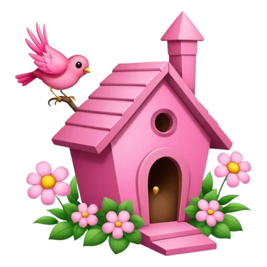 pink bird's house with flower sticker