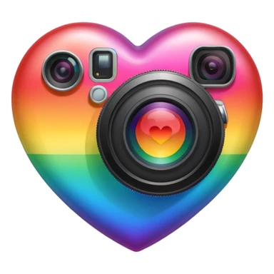 heart with rainbow gradient and camera sticker