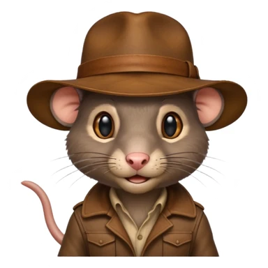 Life like rat wearing Indiana jones hat sticker