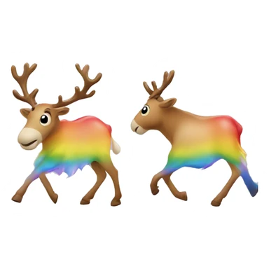 rainbow color walking raindeer sticker