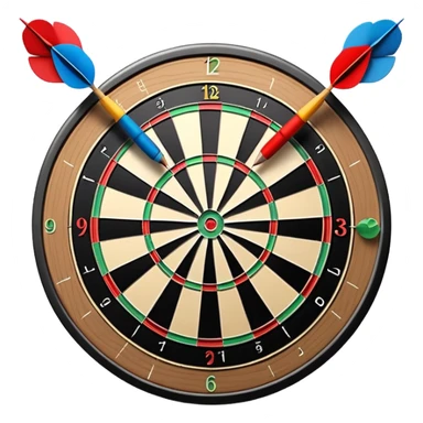 A dartboard with darts firmly stuck in the bullseye, surrounded by the colorful sections of the target. The background conveys a competitive atmosphere, with a subtle focus on precision and skill in the game of darts. sticker
