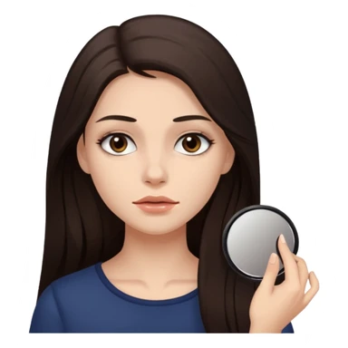 Mujer de pelo cafe oscuro y largo, y tez blanca. Desmaquillandose sticker