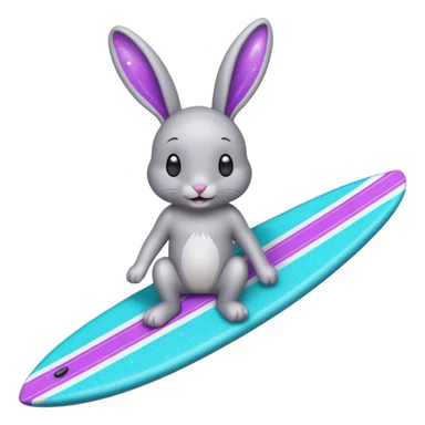 Glitter happy gray bunny purple cian surf sticker