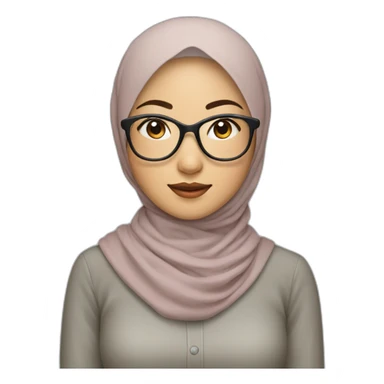 Beauty asian woman wear hijab and glasses sticker
