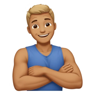 Arms crossed holding neck laughing guy sticker