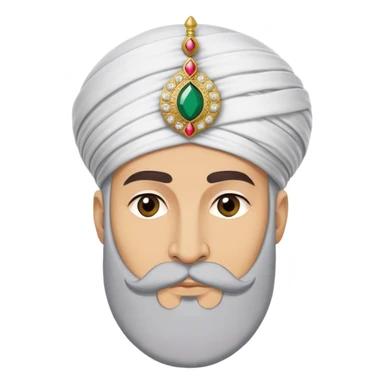 ​Cinematic Realistic Portrait of Suleiman the Magnificent, depicted as a regal Ottoman sultan adorned with a large, white, round, tall turban and a majestic grey beard, his commanding gaze bathed in warm, historic lighting that exudes timeless authority and grandeur, sticker