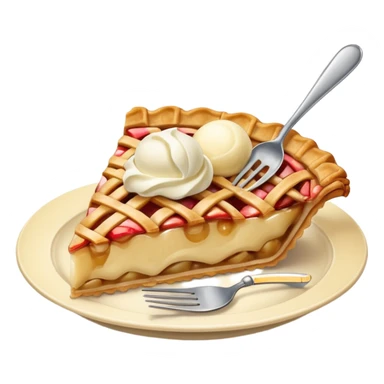 A slice of apple pie with  vanilla ice cream sticker