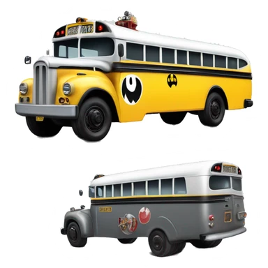 Side view shiny Graphite colored Batman’s 1956 accessorized ghost busters school bus sticker