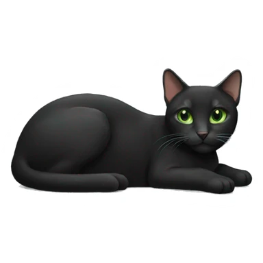  black Carey cat white neck and green eyes lying down sticker