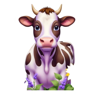 cow sunflowers baby blue lavender purple sticker