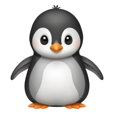 Adorable fluffy baby penguin plushy with the initials YH on the stomach  sticker