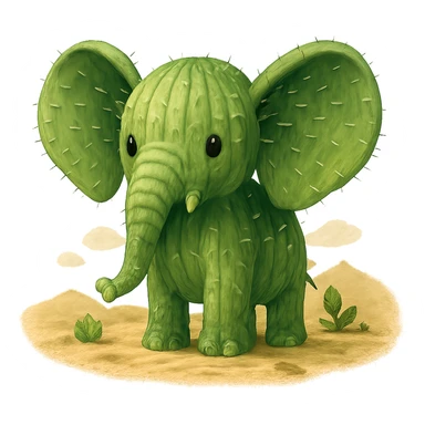 cactus elephant in the desert, green body, large ears sticker