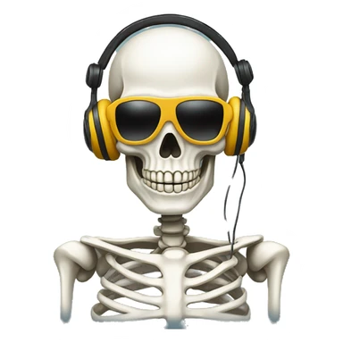 blindfolded skeleton with headphones sticker