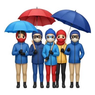 Ski mask people with umbrella  sticker